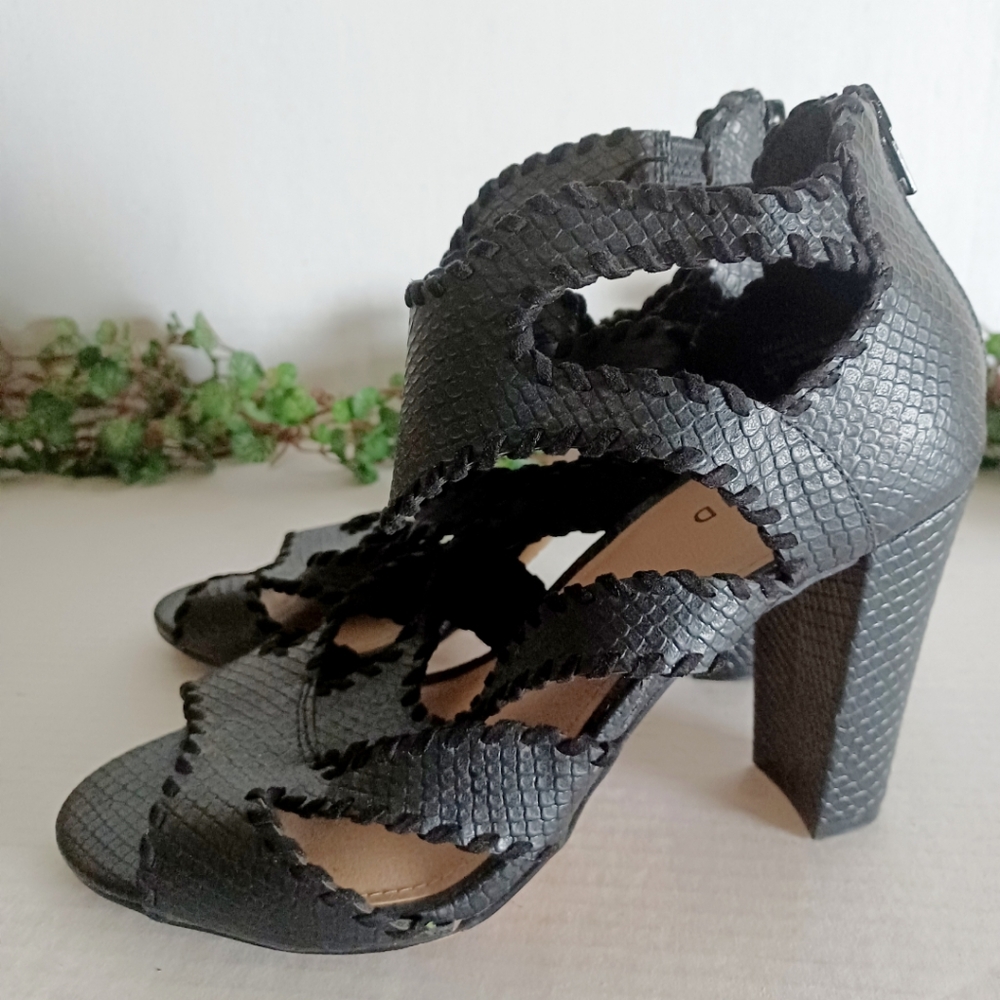 Torrid Open Toe Cutout Zip Back Stack Heel Sandal - image 3